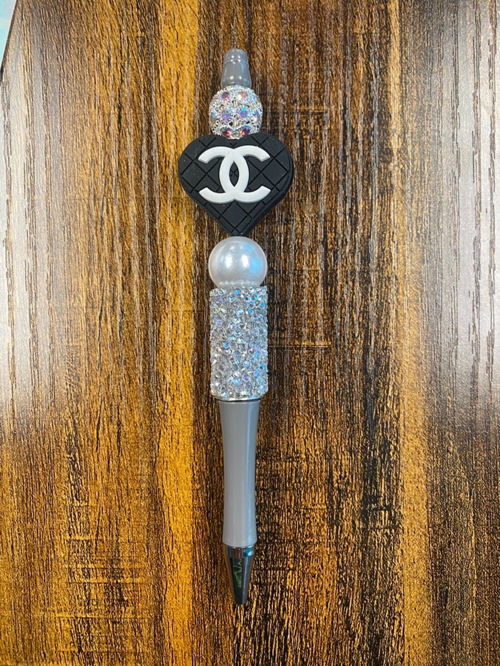 New Black and Grey Bead Bling Pen